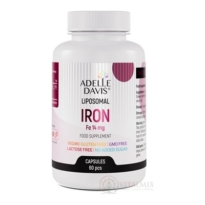 Adelle Davis Liposomal IRON železo 14 mg 60 kapsúl