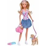 Simba Toys Steffi doll on a walk with Simba dogs