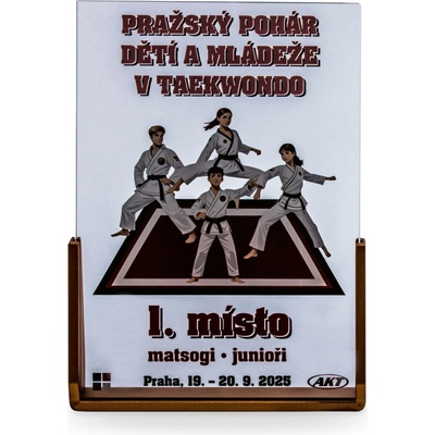 Skleněná plaketa s laserovým gravírováním nebo plnobarevným potiskem,