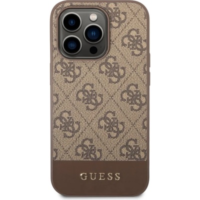 GUESS Калъф Guess - 4G Stripe, iPhone 14 Pro Max, кафяв (3666339088538)