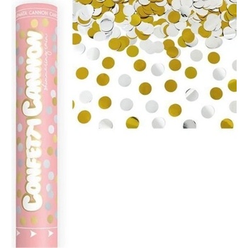 Vystreľovacie konfety zlaté a strieborné bodky 40 cm