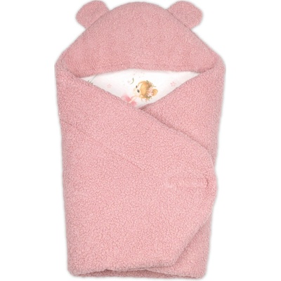 Baby Nellys Beránková zavinovačka s kapucí bavlna beránek Teddy Baletka pudrově růžová