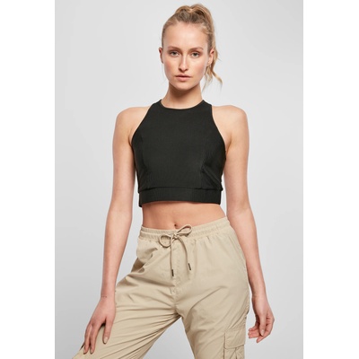 Urban Classics Дамски спортен къс топ Urban Classics Cropped Shiny RibUB-TB4072-00007 - Черен, размер XL