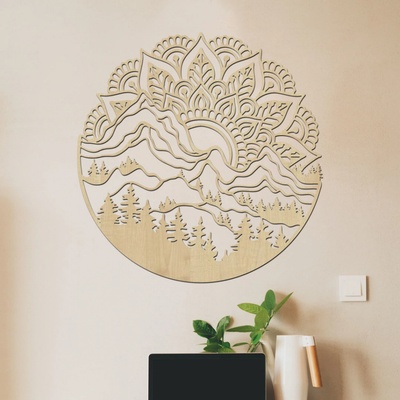 dřevo života Dřevěná mandala MANDALA HORY Rozměry (cm): 60x60, Zvolte barvu dekoru: Javor