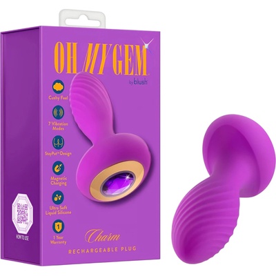 Blush Novelties О, Моето Бижу - вибриращ анален плъг с кристал (лилав)