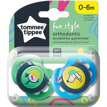 Tommee Tippee Залъгалки Tоmmee Tippee - Fun Style, 0-6 м, птица/куче, 2 броя (TT.0083.004)