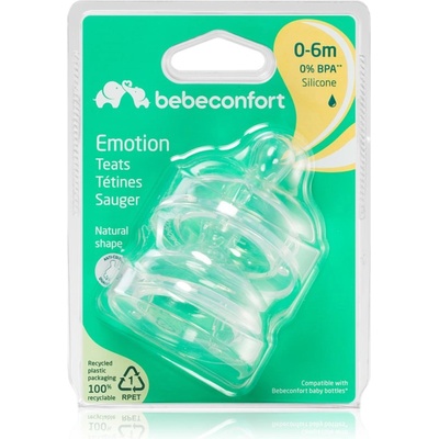 Bebeconfort Emotion Slow Flow биберон за шише 0-6 m 2 бр