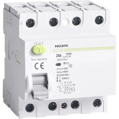 Noark Electric Ex9L-N 4P 25A A 30mA