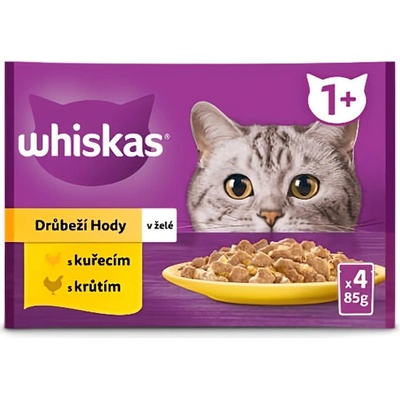 Whiskas kuracie & kačacie & morčacie jelly 4 x 85 g