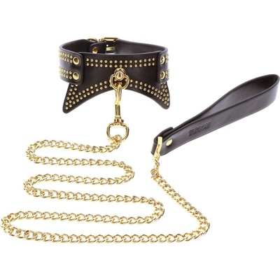Taboom Vogue Studded Collar and Leash Black-Gold