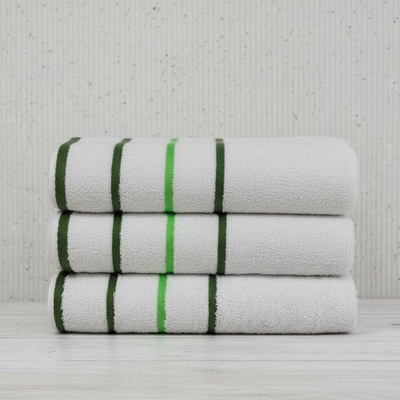 Top textil Osuška Pruhy zelené 75 x 140 cm bílá