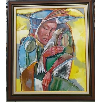 Картина на жена с птица