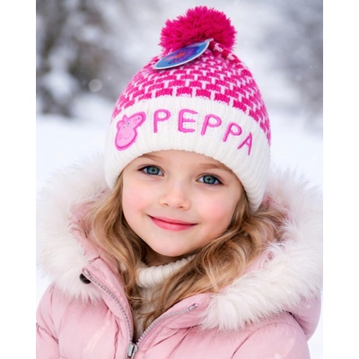 Eplusm dívčí čepice PEPPA PIG zimní růžovobílá