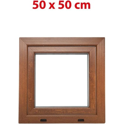 Okna hned Aplast 60 Plastové okno 500 x 500 mm otevíravě-sklopné levé zlatý dub/bílá pro vedlejší prostory