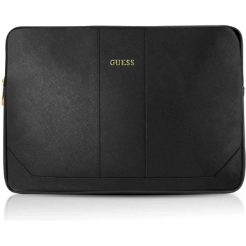 GUESS Saffiano Notebook Sleeve - дизайнерски луксозен кожен калъф за MacBook Air 13, MacBook Pro 13, Surface Pro и лаптопи до 13.3 ин. (черен)