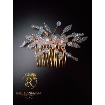 Radi handmade Гребенче за коса с листа от кристали (543)