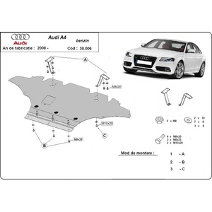 Scut Motor - Румъния Метална кора под двигател audi a4 (8k2, b8) от 2012 до 2015 (73859)
