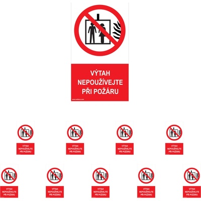 Walteco Výťah nepoužívajte pri požiari 80x150mm, samolepka Množstvo: 10 ks , 20008BP2