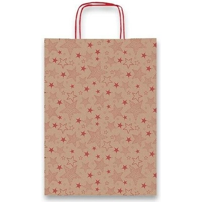 Dárková taška Sadoch Kraft Stelline - 360 x 120 x 410 mm, červená