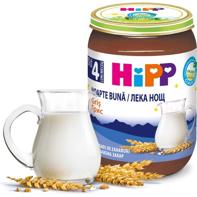 Hipp БИО Млечна каша "Лека нощ" грис 4м+ 190г