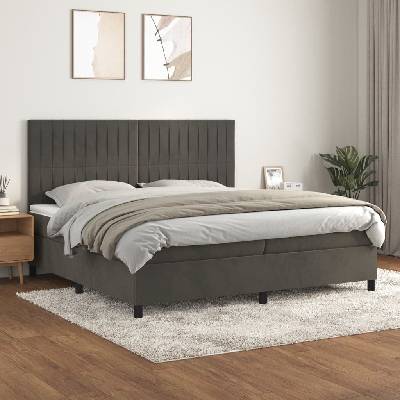 Petrashop 3143164 boxspring postel s matrací tmavě šedá samet