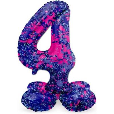 Folat Balónek fóliový číslo 4 samostojné Barevné skvrny 72 cm
