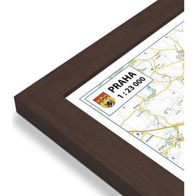 Excart Maps Praha - nástěnná mapa 160 x 120 cm Varianta: mapa v dřevěném rámu, Provedení: Pegi skořice