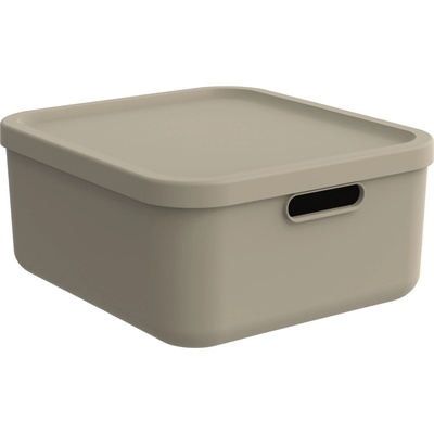 Rotho Úložný box, rovný s vekom, 20 l cappuccino Albu light 40 x 36 x 18 cm