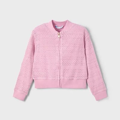 MAYORAL Суичър трикотаж фантазия с цип в розов цвят за мини момиче Майорал