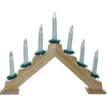 M.A.T. svícen vánoční el. 7 svíček jehlan dřev.přírodní do zásuvky