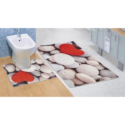 Bellatex 3D tisk sada Světlé kameny koupelnová předložka 60x100 50x60cm