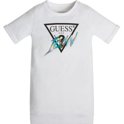 Guess Трикотажна рокля в бяло с контрастно лого Guess Icon