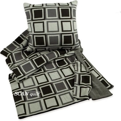 SCANquilt Deka pletená Design kocky čierna sivá 130x190