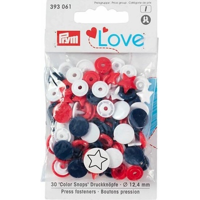 Prym Patentky plastové hvězdy 12,4 mm, bílá, červená, modrá