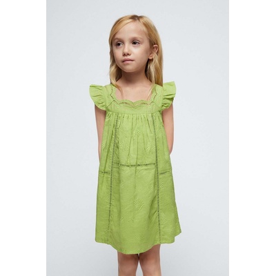 Mayoral Детска памучна рокля Mayoral в зелено къса разкроена (3930.6F.Mini.PPYH)