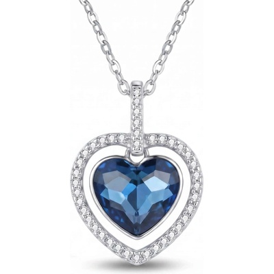 Elanis Jewel Stříbrné srdce s modrým krystalem Swarovski® na stříbrném řetízku EJ00324