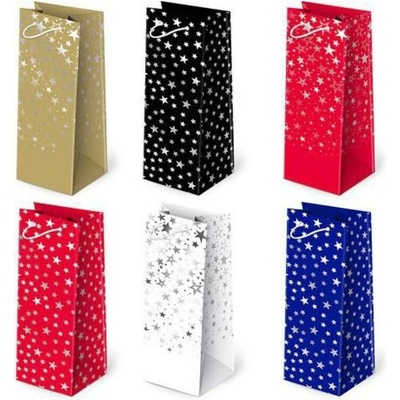 PAW Avangarde Stars, vianočná darčeková taška na fľašu, rozmer 12x37x11,5cm, rôzne farby a motívy