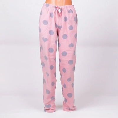 Поларен панталон-пижама в розово със сърца и точки