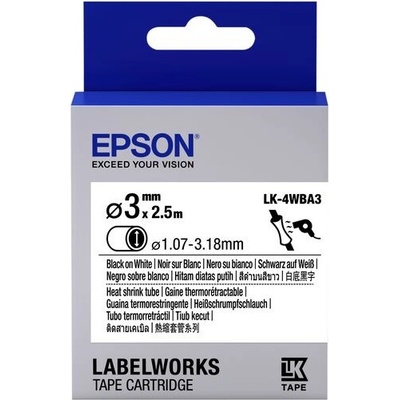 Epson LK-4WBA3 C53S654903 4мм x 3м, черно копиране / бял фон, оригинален термоусадочен шлаух (C53S654903)