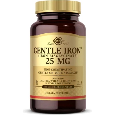 Solgar Gentle Iron Železo bisglycinát 25 mg 180 rastlinných kapsúl