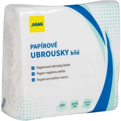 SVING Papírové ubrousky SVING 1V bílé 100 ks 33x33cm