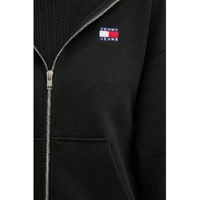 Tommy Hilfiger Памучен суичър Tommy Jeans в черно с качулка с изчистен дизайн DW0DW19412 (DW0DW19412)