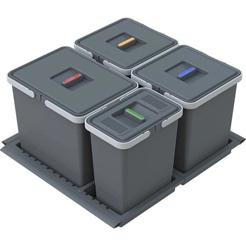 Elletipi Vstavaný odpadkový kôš METROPOLIS – výsuvný, 15 + 10 + 10 + 6 L, PTC28 06050 2F