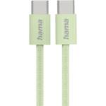 Hama Кабел за зареждане "Fabric", USB-C - USB-C, 1 m, Nylon, зелен (HAMA-201726) - megamag