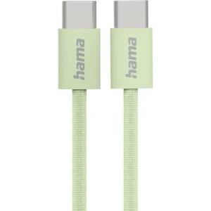 Hama Кабел за зареждане "Fabric", USB-C - USB-C, 1 m, Nylon, зелен (HAMA-201726) - megamag