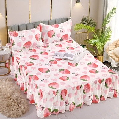 EmonaMall Долен чаршаф с драперия и две калъфки EmonaMall, 3 части - Модел S18404 (S18404-9999e4)