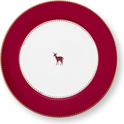 Pip Studio Love Birds Medalion Deer Red talíř 21cm, tmavě červený