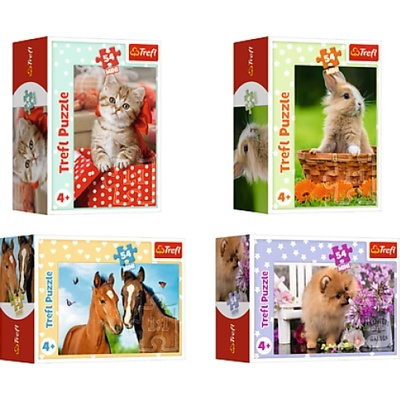 Trefl Mini пъзел 54 части Кон, заек, куче и котка (54195)