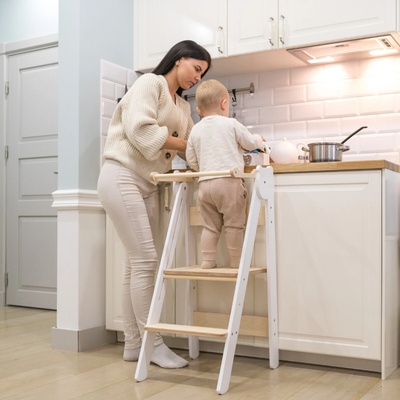 Family scl Skládací dětská učící věž Bílá Přírodní – Zboží Mobilmania