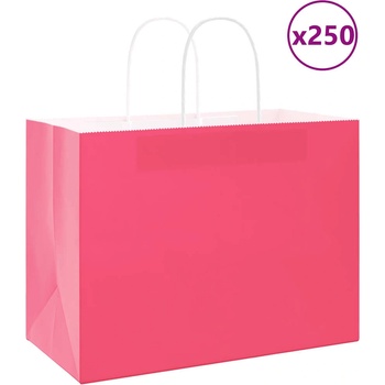 vidaXL Хартиени торбички 250 бр с дръжки розови 32x17x25 см (4101677)